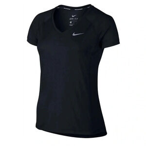 Nike Miler Women's Short sleeve‎ tee shirt Black Reflective 686911-010 Large euc